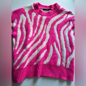Pink and white zebra striped sweater from Boohoo. size Medium